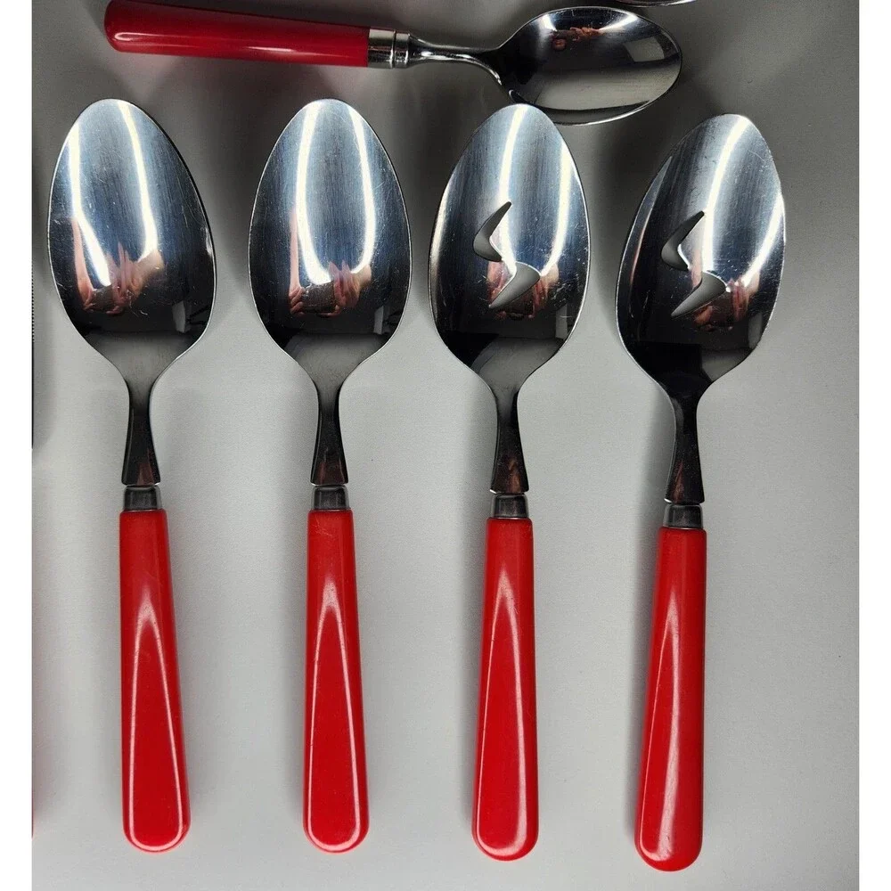 Stanley Roberts Flatware Red Spectrum Korea Stainless Cutlery Misc 19 Pc Lot